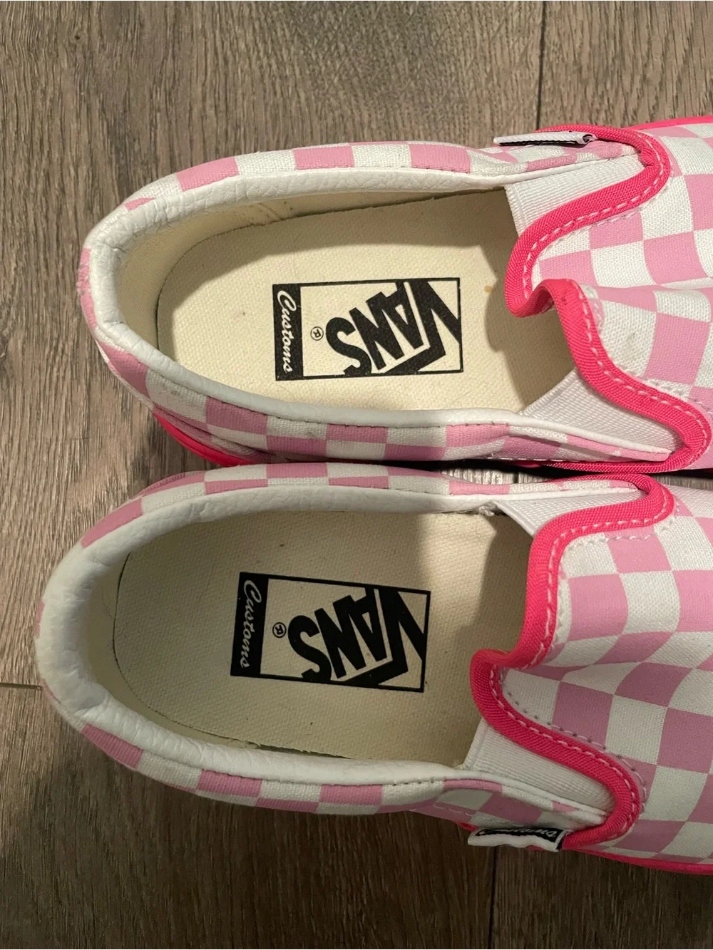 Vans Slip-On Checkerboard Sneakers - Pink & White - Picture 4 of 5